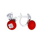 Серьги из серебра с эмалью с фианитами