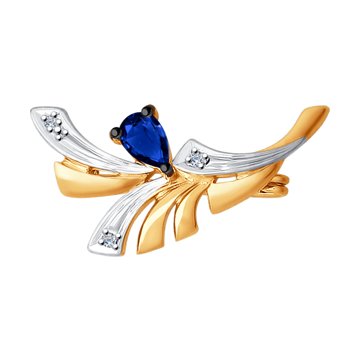 Брошь SOKOLOV Diamonds из золота с бриллиантами и сапфиром 20000₽