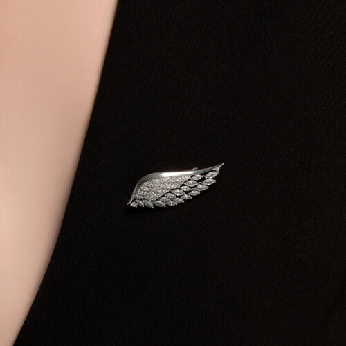 Брошь из серебра с фианитами - фото 4