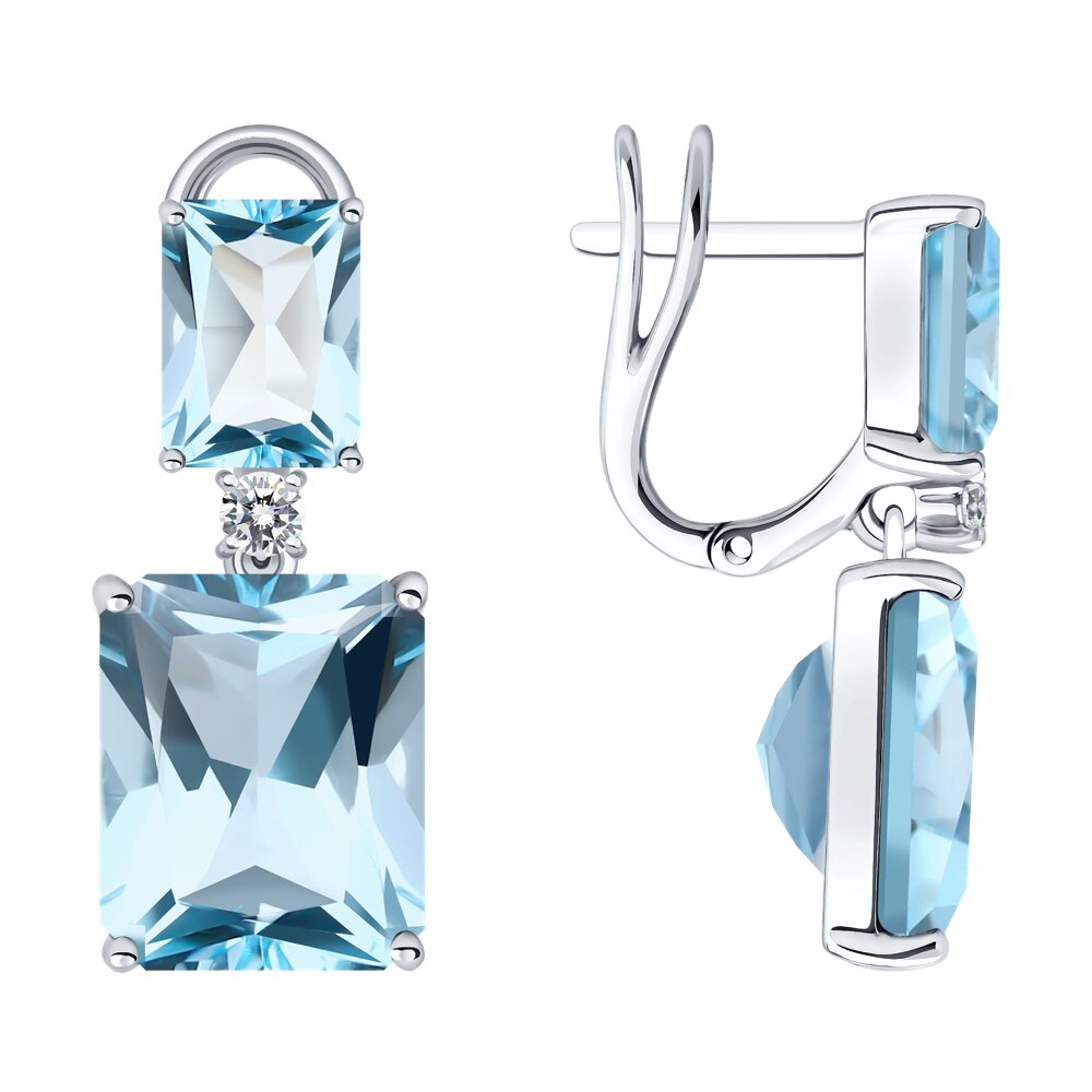 Серьги SOKOLOV из белого золота с топазами и бриллиантами выращенными 272990₽