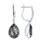 Серьги из серебра с чёрными кристаллами Swarovski