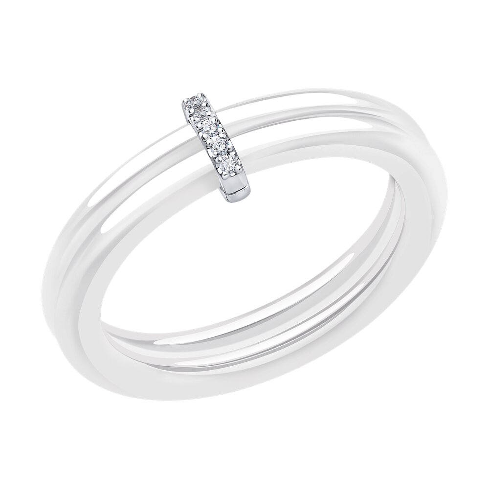 Кольцо SOKOLOV из белого золота с бриллиантами и керамическими вставками 20990₽