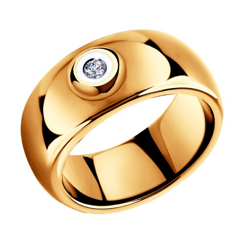 Кольцо из золота с бриллиантом и керамической вставкой 6015081 SOKOLOV фото