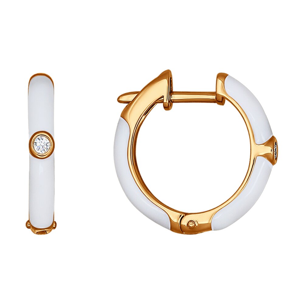 Позолоченные серьги с белой эмалью SOKOLOV