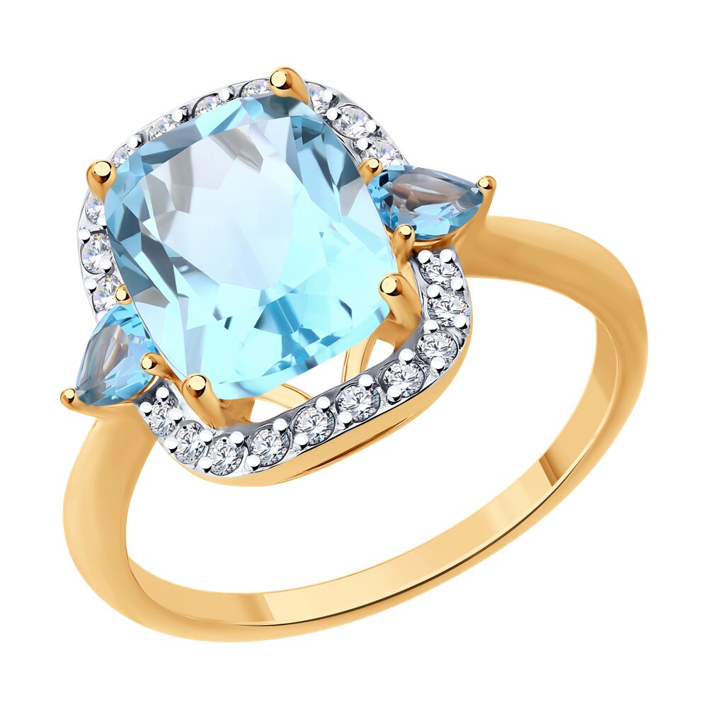 Кольцо SOKOLOV из золота с топазами и фианитами