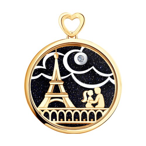 Подвеска из комбинированного золота "Париж" с миксом камней