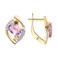 Серьги из золота с аметистами и фианитами