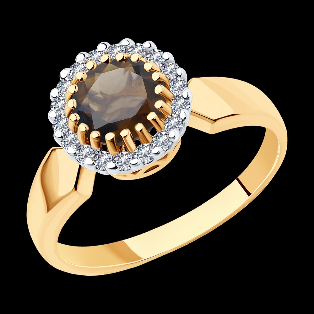 Кольцо SOKOLOV из золота с раухтопазом и фианитами, фото 2