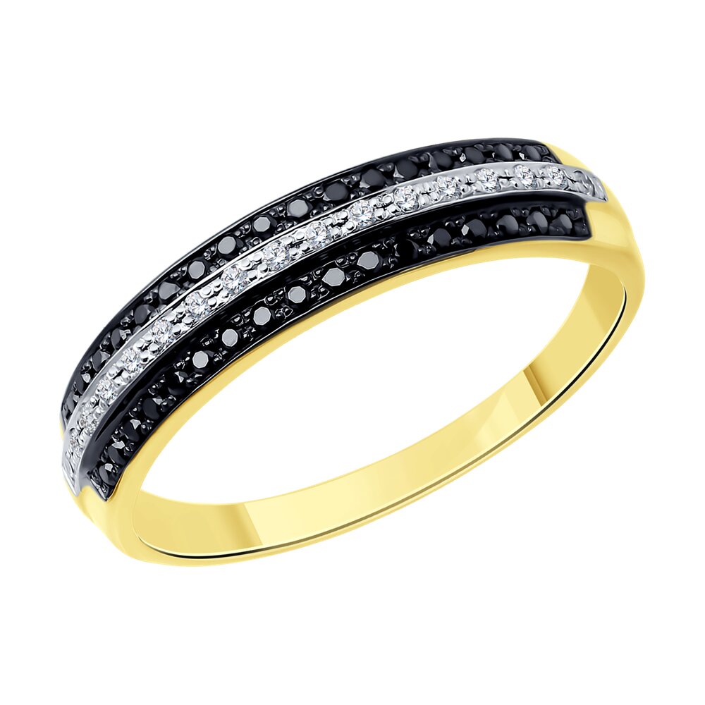 

Кольцо SOKOLOV Diamonds из желтого золота с бесцветными и чёрными бриллиантами