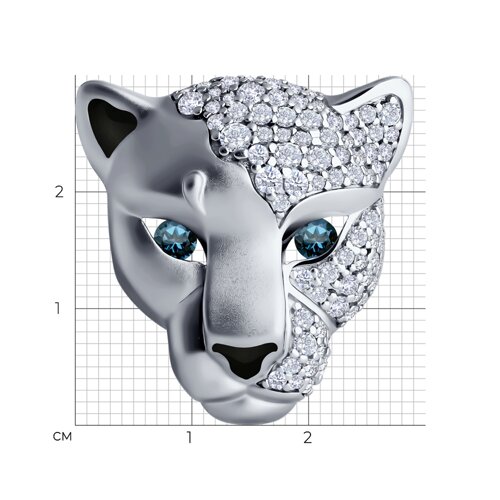 Брошь из серебра с фианитами и эмалью - фото 4