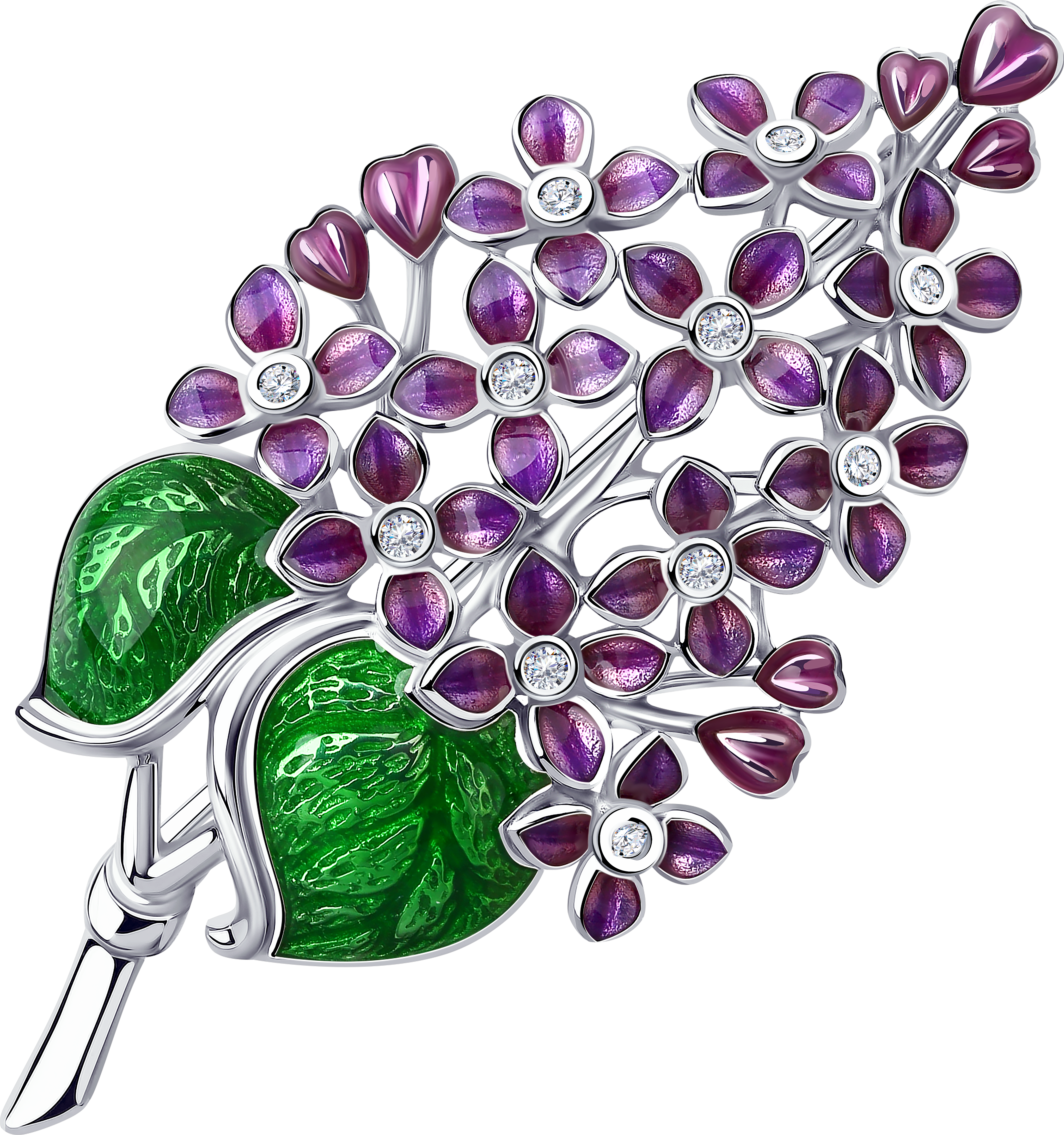 Брошь SOKOLOV из серебра с фианитами и эмалью 5250₽