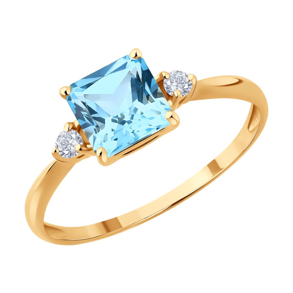 Кольцо SOKOLOV из золота с топазом и фианитами