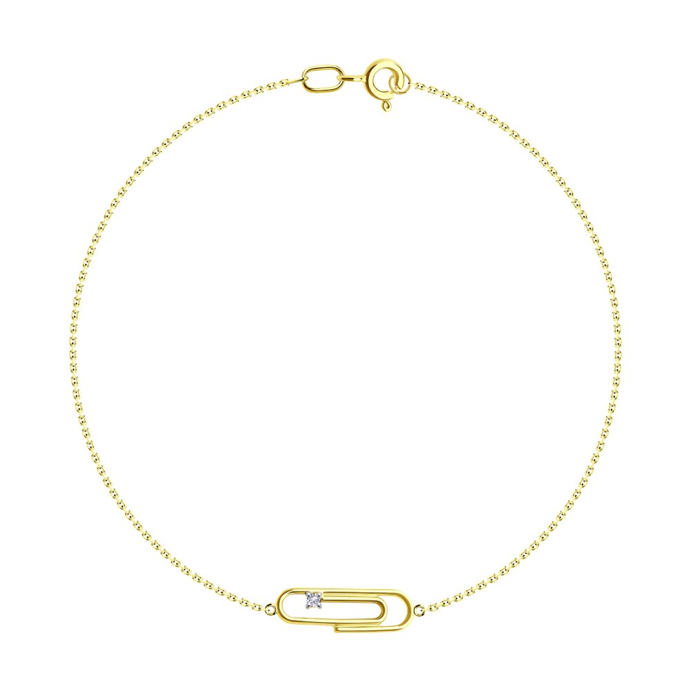 Браслет SOKOLOV из желтого золота с фианитом 55990₽