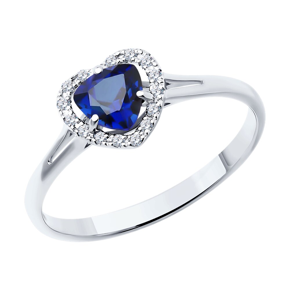 

Кольцо SOKOLOV Diamonds из белого золота с бриллиантами и синим корундом (синт.)