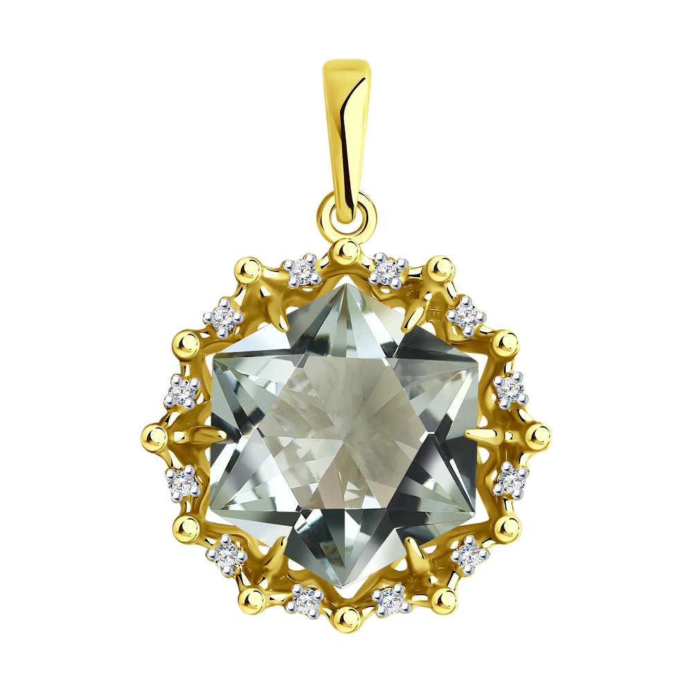 фото Подвеска sokolov diamonds из желтого золота с бриллиантами и аметистом