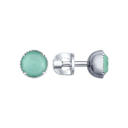 Серьги из серебра с зелеными кристаллами Swarovski