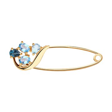 Брошь SOKOLOV из золота с голубыми и синим топазами 8250₽