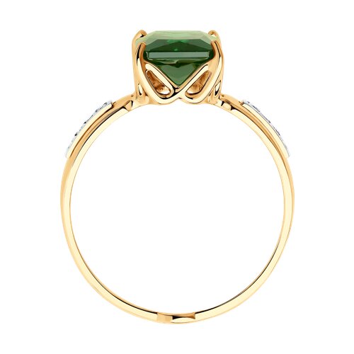 Кольцо из золота с зелёным ситаллом и фианитами 715414 SOKOLOV фото 2