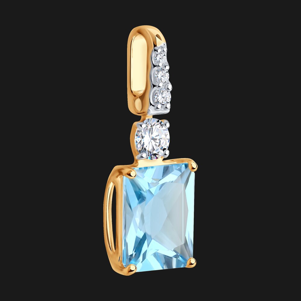 Подвеска SOKOLOV из золота с топазом и фианитами, фото 4