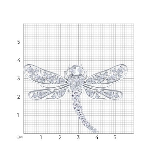 Брошь из серебра с фианитами - фото 5