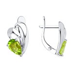 Серьги из серебра с хризолитами