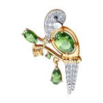 Брошь из золота с бесцветными и жёлтыми Swarovski Zirconia