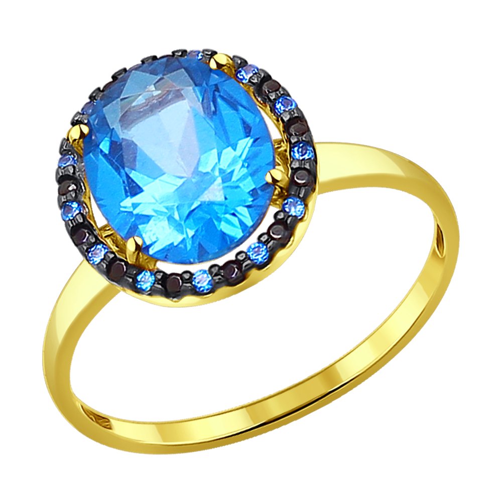 

Кольцо SOKOLOV из желтого золота с голубыми топазами Swarovski