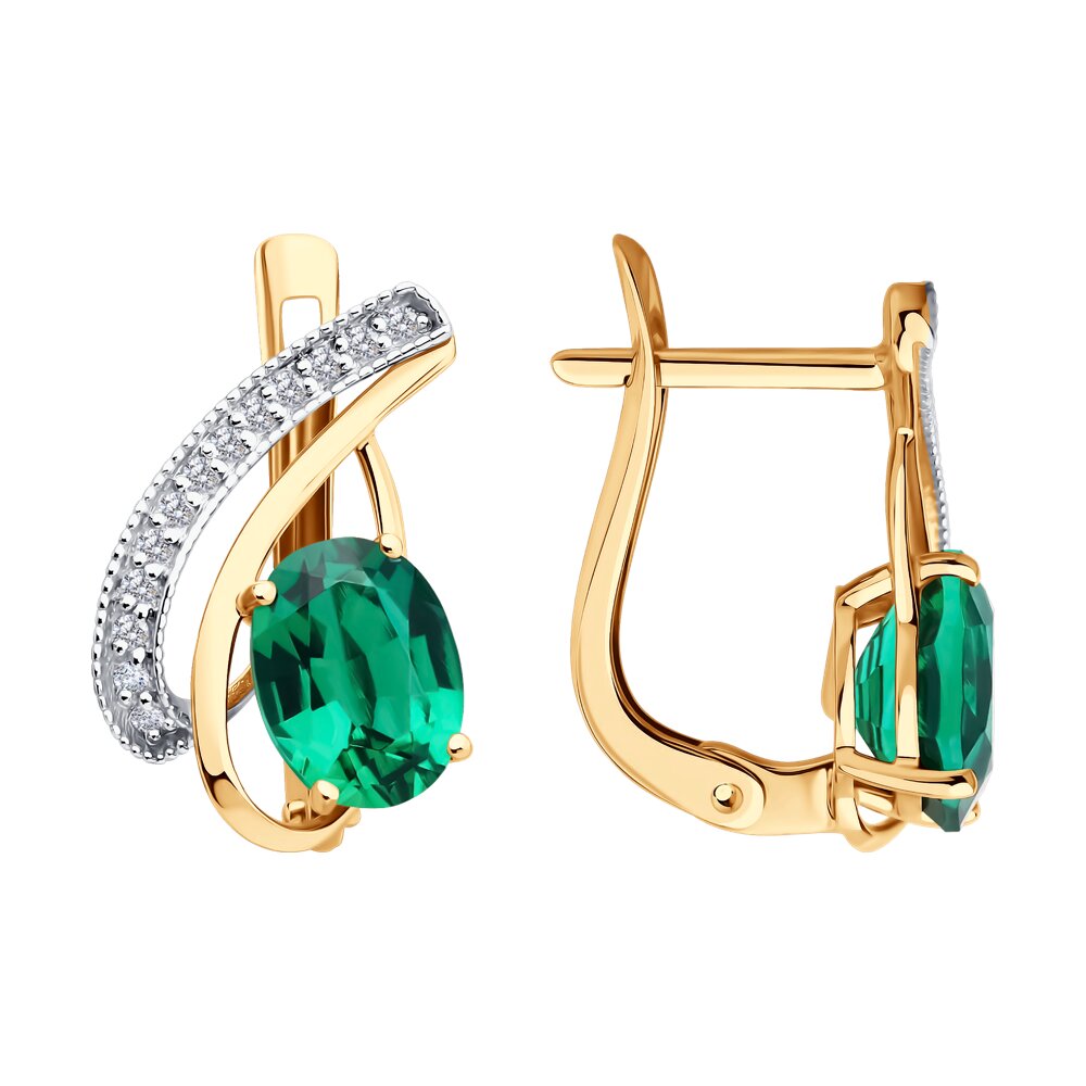 Серьги SOKOLOV из золота с бриллиантами и гидротермальными изумрудами