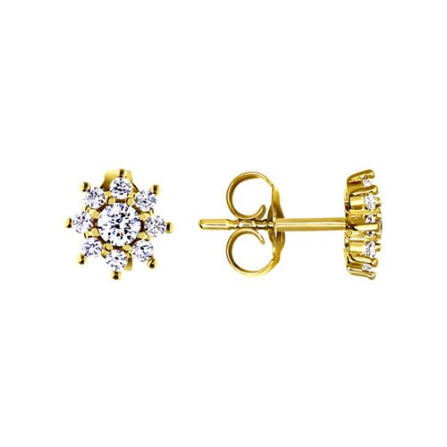

Серьги-пусеты SOKOLOV из жёлтого золота с swarovski zirconia