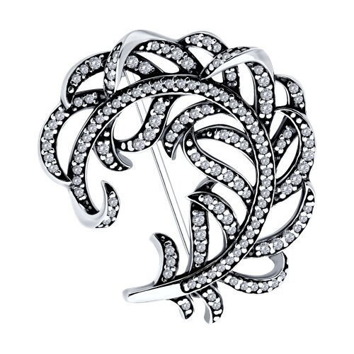 Брошь из серебра с фианитами - фото 1