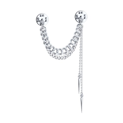 Брошь из серебра с фианитами - фото 1