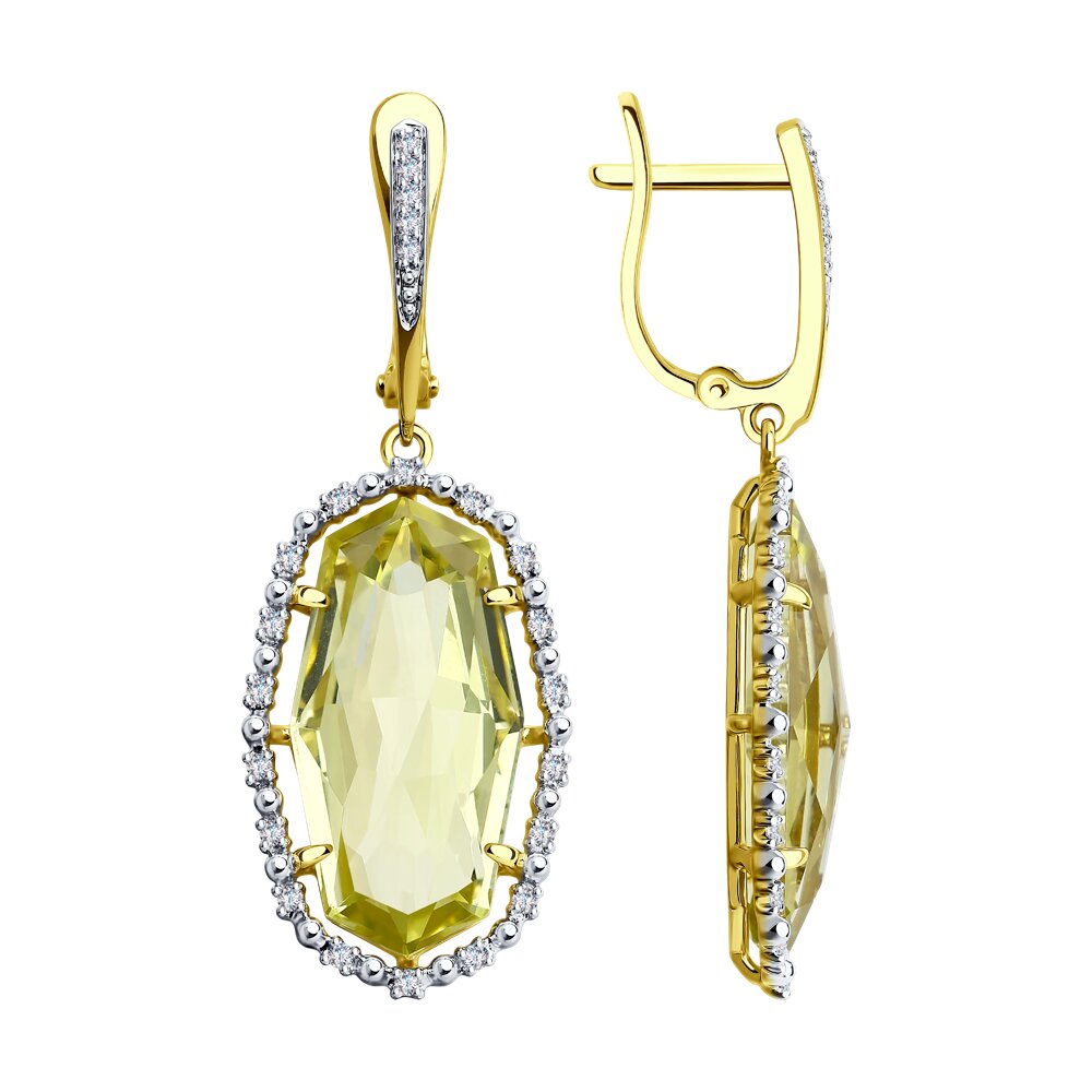 

Серьги SOKOLOV Diamonds из желтого золота с бриллиантами и кварцами