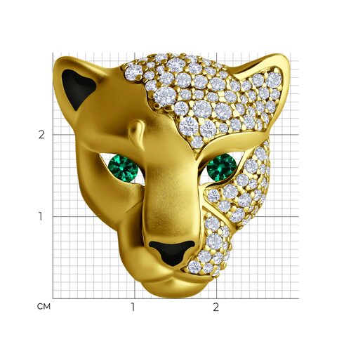 Брошь из золочёного серебра с фианитами и эмалью - фото 4