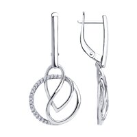 Серьги из серебра с фианитами