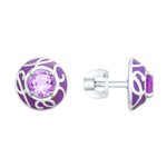 Серьги из серебра с эмалью и аметистами