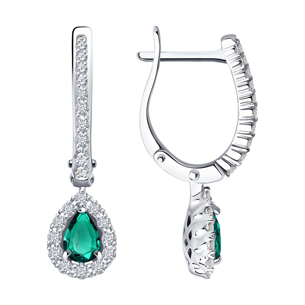 

Серьги SOKOLOV Diamonds из белого золота с бриллиантами и изумрудами