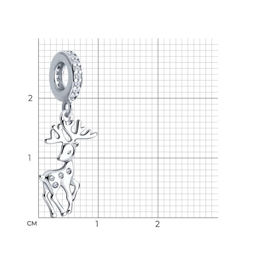 Подвеска - шарм из серебра с фианитами - фото 3