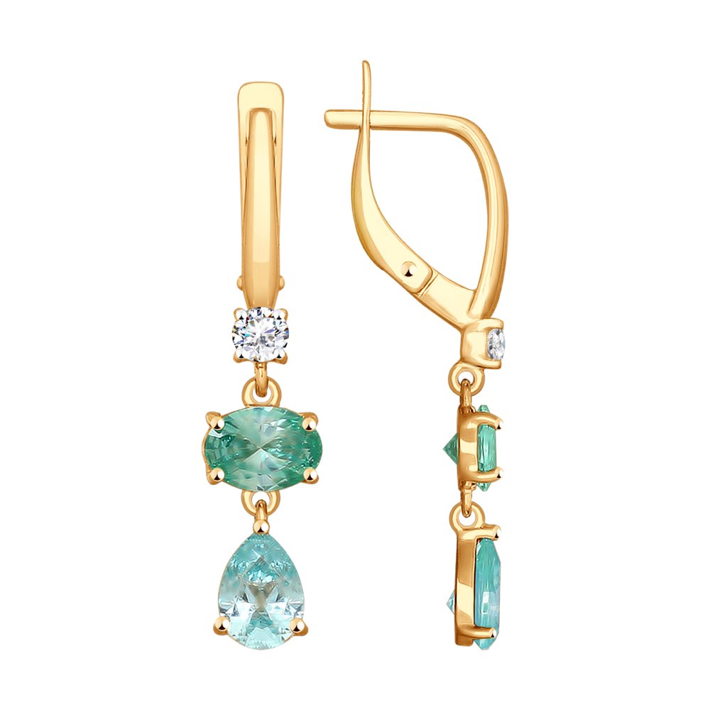 

Серьги SOKOLOV из золота с бесцветными и зелеными Swarovski Zirconia