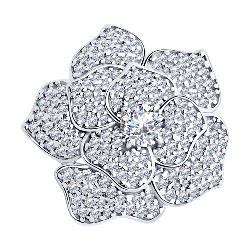 Брошь из серебра с фианитами - фото 1