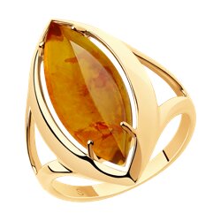 Кольцо SOKOLOV из золочёного серебра с янтарём 2800₽