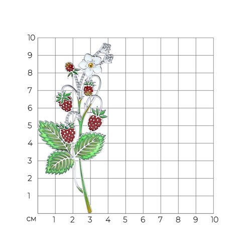 Брошь из серебра с фианитами и эмалью - фото 3