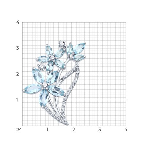 Брошь из серебра с топазами и фианитами - фото 4