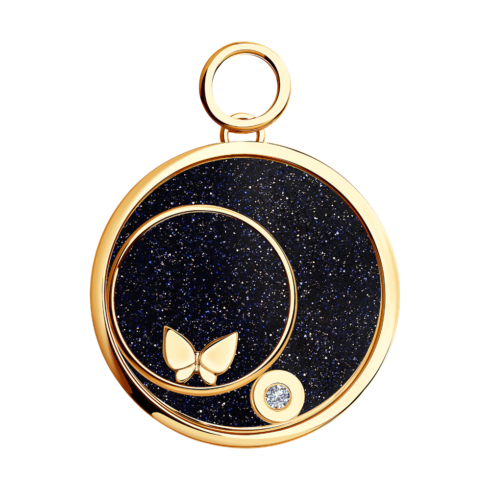 фото Золотая подвеска charm с бабочкой sokolov diamonds
