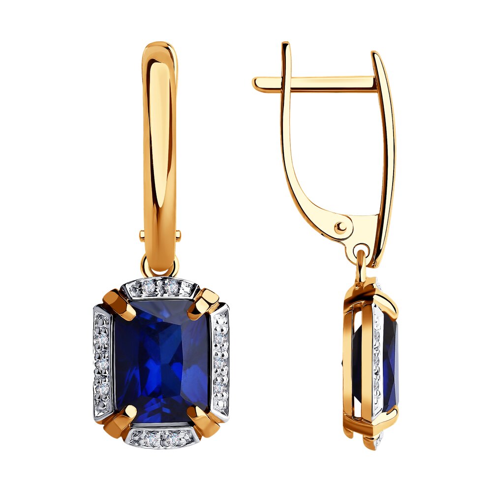 

Серьги SOKOLOV Diamonds из золота с бриллиантами и синими корунд (синт.)