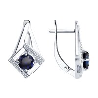 Серьги из серебра с корундами и фианитами