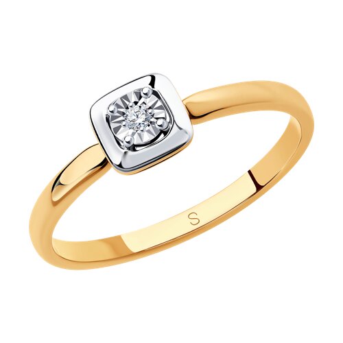 Кольцо из комбинированного золота с алмазной гранью 1011682 SOKOLOV фото