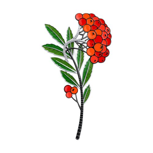 Брошь из серебра с фианитами и эмалью - фото 1