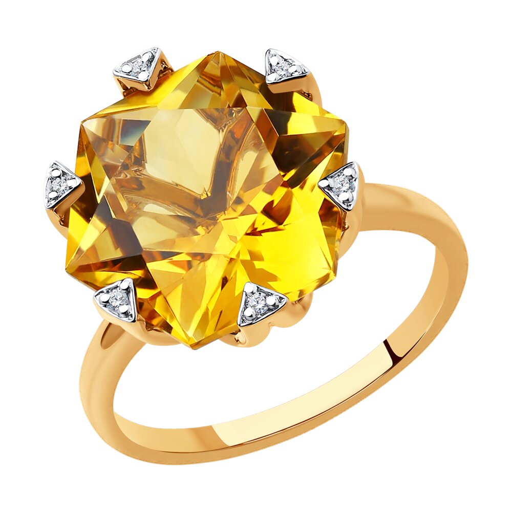 

Кольцо SOKOLOV Diamonds из золота с бриллиантами и цитрином
