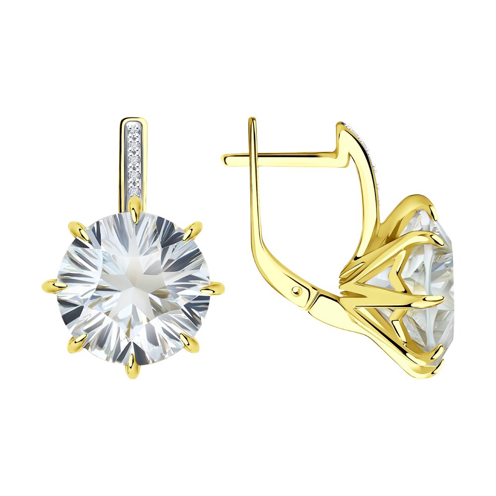 

Серьги SOKOLOV Diamonds из желтого золота с бриллиантами и горным хрусталем