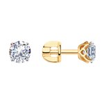 Серьги-пусеты из золочёного серебра со Swarovski Zirconia